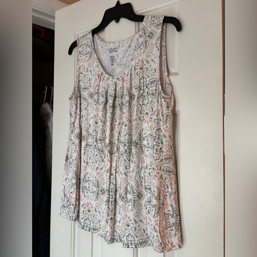 Croft & Barrow Women's Paisley Tank Top - White and Pink